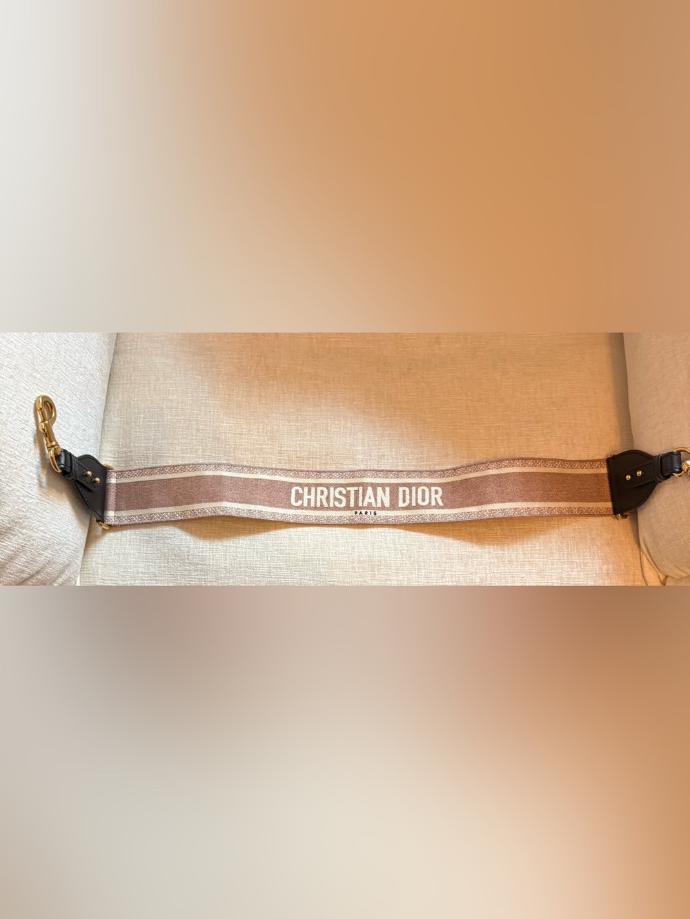 Authentic Dior pink and creamCHRISTIAN DIOR Canvas Shoulder Strap